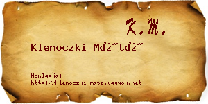 Klenoczki Máté névjegykártya